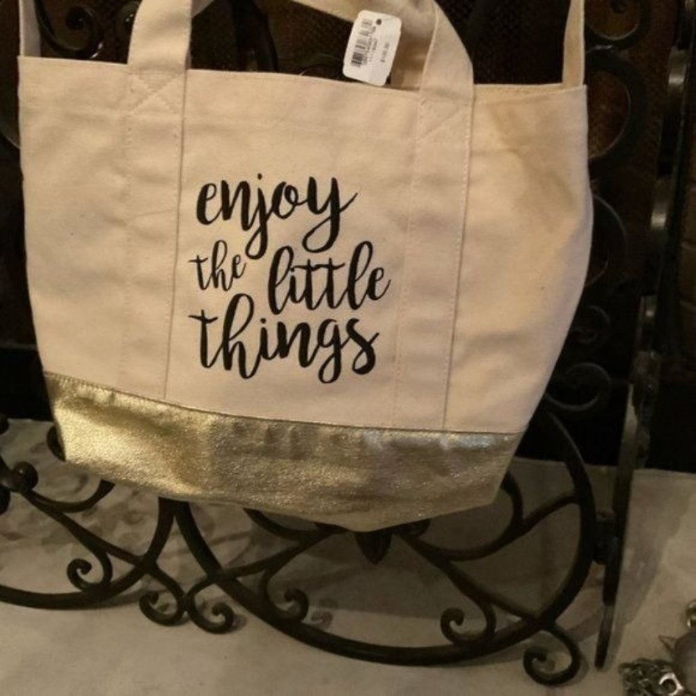 Bath & Body Works Beige Gold Medium Tote Bag NWT - Picture 4 of 6